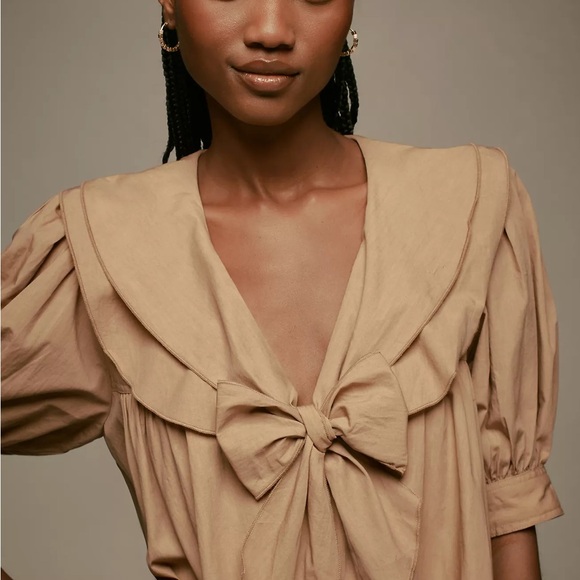 NWT Pilcro Short-Sleeve Bow-Front Tunic Mini Dress 🤎 - Picture 4 of 5